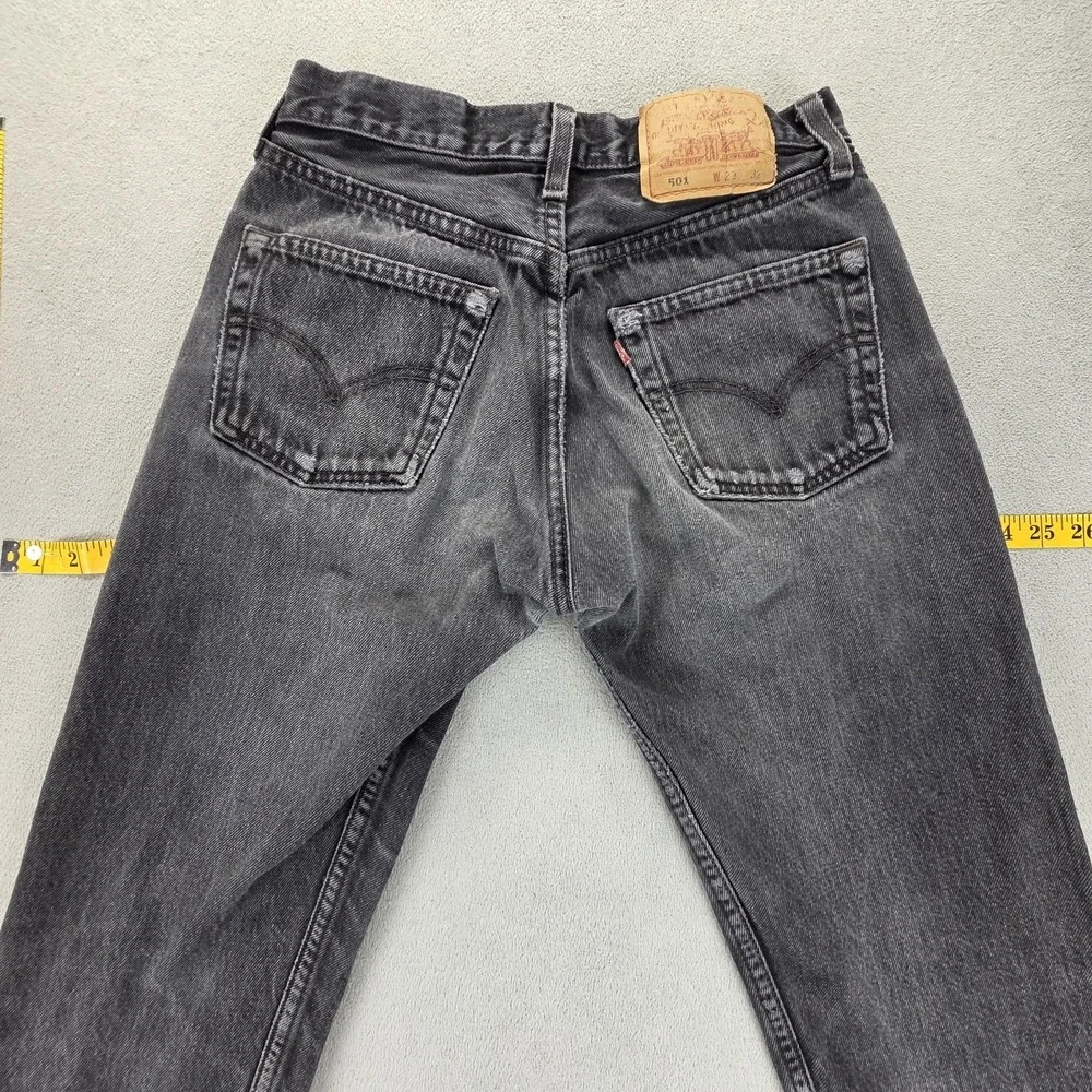 Vintage Levis 501 Jeans Mens Black Regular Straight Made In USA Fits 24x30 - Picture 13 of 16